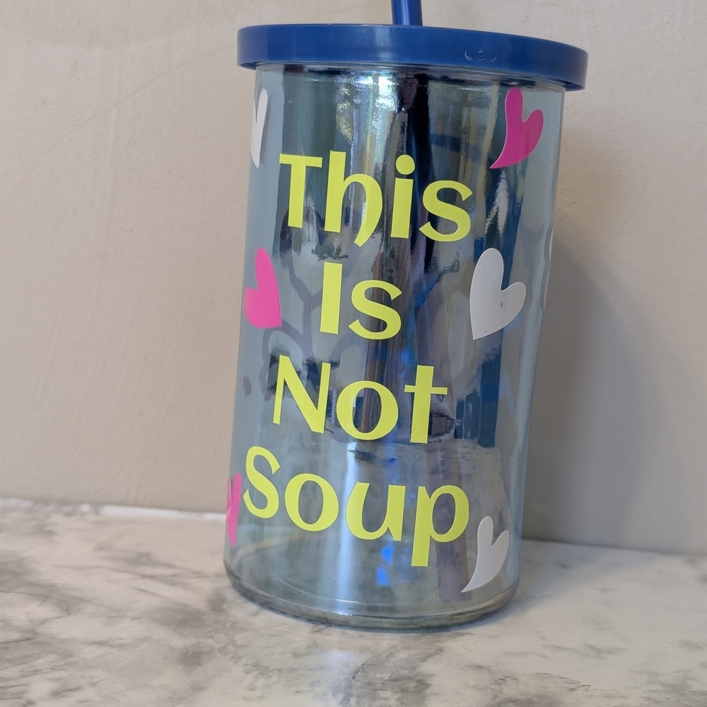 Silly Glass Cup With Straw and Lid